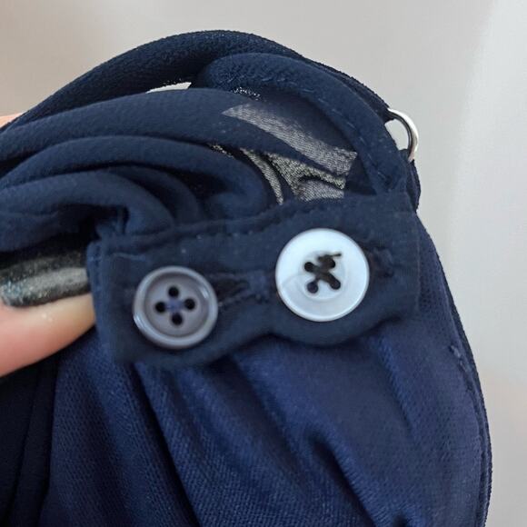 BIRDY GREY Devin Convertible Maxi Formal Bridesmaid Dress Chiffon Navy Sz Large - Picture 6 of 7